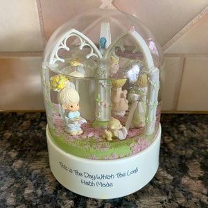 Precious Moments wedding music box and little girl figure.